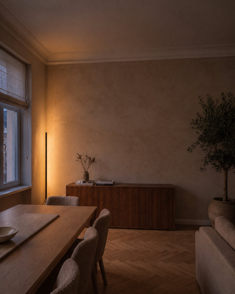 Sento floor lamp in the corner of a dining room