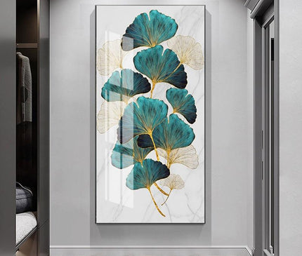 Kezaro 40x70cm gold leaf canvas wall art with a natural golden leaf design on a white background.