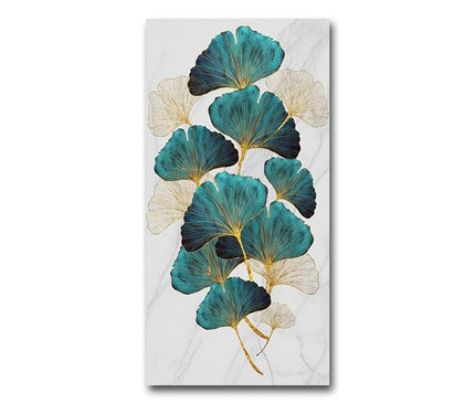 Kezaro 40x70cm gold leaf canvas featuring a golden leaf design on a textured background.