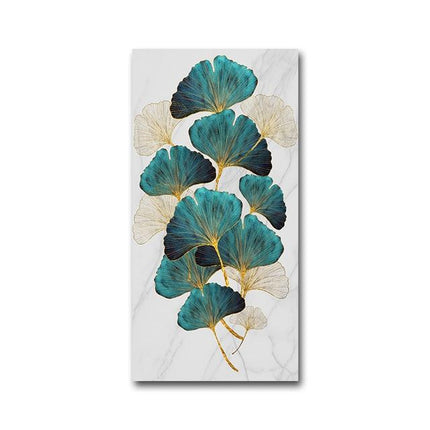 Kezaro 40x70cm gold leaf canvas featuring a golden leaf design on a textured background.