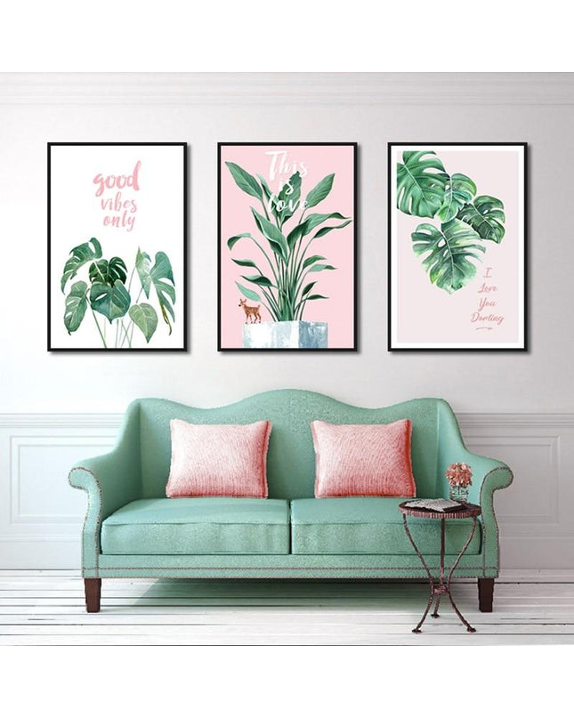 Kezaro 50x70cm green nature canvas print without frame, showcasing lush green landscape artwork on natural linen material.