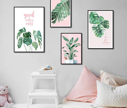 Kezaro 50x70cm green nature canvas print without frame, vibrant botanical artwork on high-quality linen fabric.