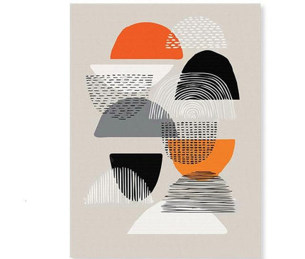 Kezaro Geom Canvas featuring a modern geometric design in vibrant colors, 50x70cm, unframed wall art for contemporary decor.