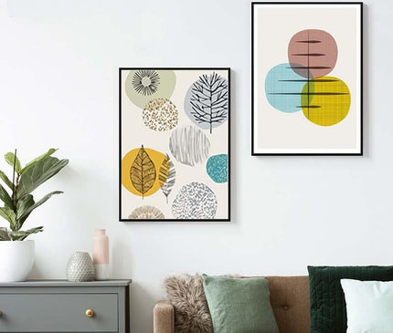 Kezaro Geom Canvas featuring a modern geometric design in black and white, 50x70cm, ready to hang wall art.