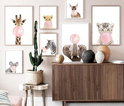 Pink abstract floral canvas by Kezaro featuring soft rose-colored blooms on a 50x70cm art print.