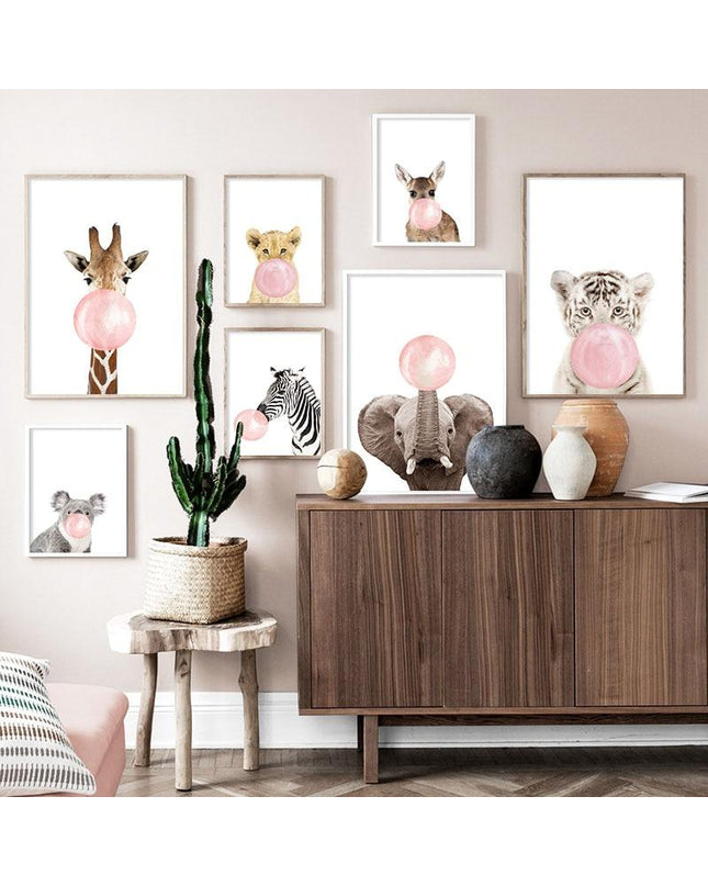Pink abstract floral canvas by Kezaro featuring soft rose-colored blooms on a 50x70cm art print.