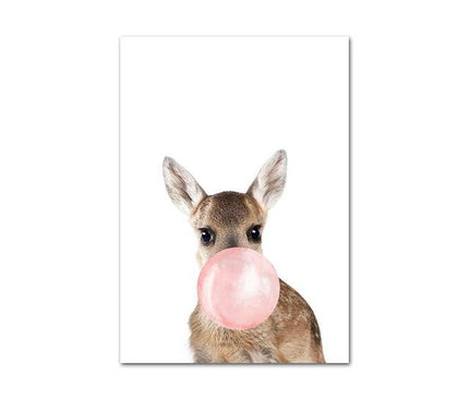 Kezaro Rosa Blasen Leinwand art print in 50x70cm with pink bubble design on white background