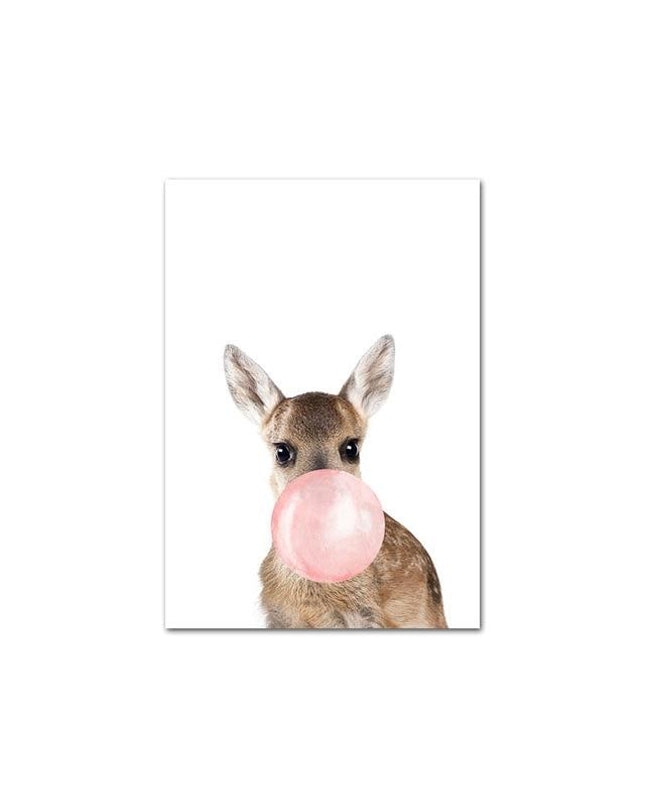 Kezaro Rosa Blasen Leinwand art print in 50x70cm with pink bubble design on white background