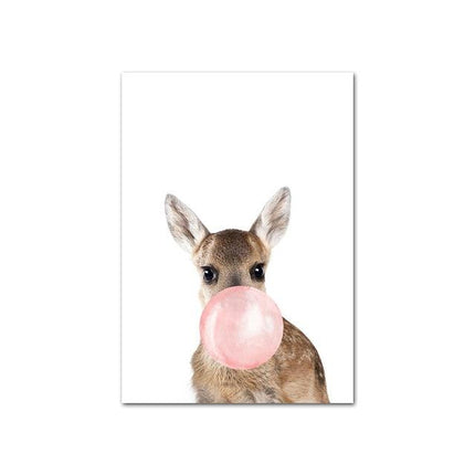 Kezaro Rosa Blasen Leinwand art print in 50x70cm with pink bubble design on white background