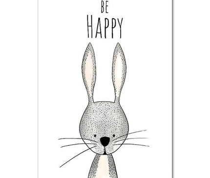 Kezaro Be Happy canvas wall art in 50x75cm size, featuring colorful, uplifting print without a frame.