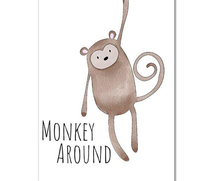 Kezaro Be Happy canvas wall art in 50x75cm size, featuring a vibrant, framed print of the "Be Happy" design on a white background.