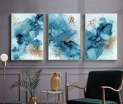 Goldene abstrakte Leinwand artwork by Kezaro, 50x75cm, featuring modern abstract design on canvas.