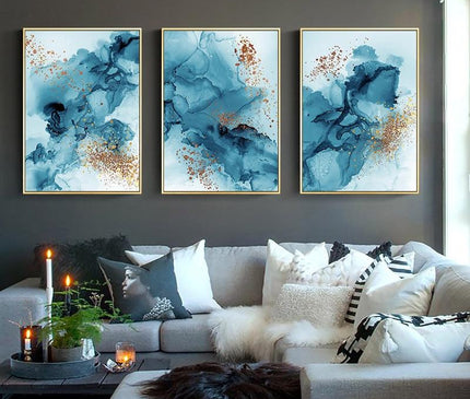 Kezaro goldene abstrakte Leinwand, 50x75cm, modern wall art with gold and abstract design on canvas.