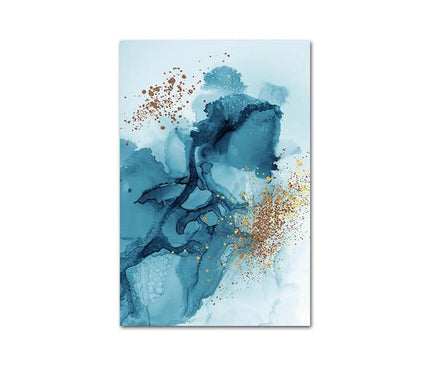 Goldene abstrakte Leinwand by Kezaro, 50x75cm, featuring a modern abstract design in gold tones on canvas.