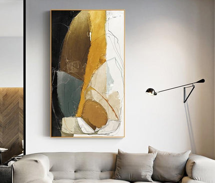 Kezaro geometric abstract canvas wall art, 60x120cm unframed, featuring bold shapes and vibrant colors for modern interior decor.