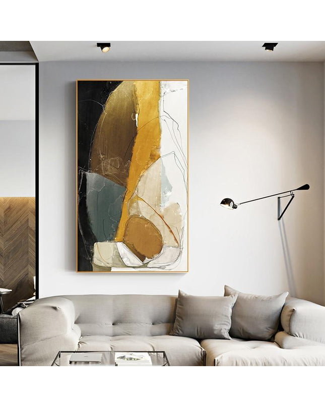 Kezaro geometric abstract canvas wall art, 60x120cm unframed, featuring bold shapes and vibrant colors for modern interior decor.