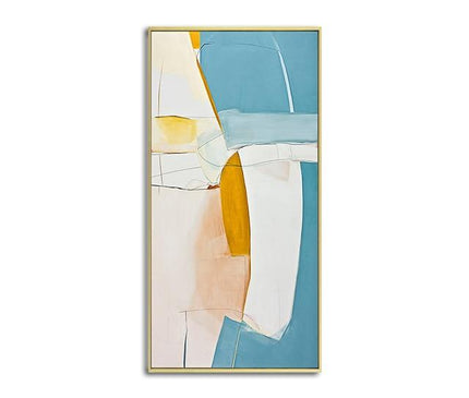 Kezaro 60x120cm abstract geometric canvas wall art with modern, bold shapes and vibrant colors on a white background.
