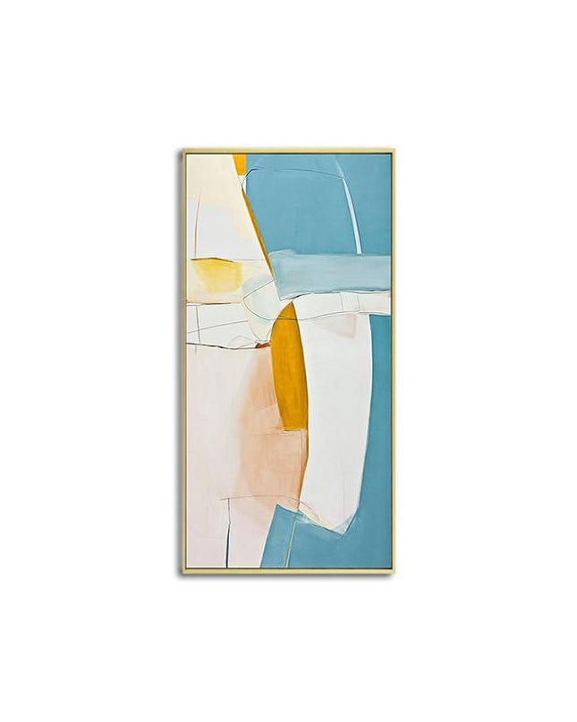 Kezaro 60x120cm abstract geometric canvas wall art with modern, bold shapes and vibrant colors on a white background.