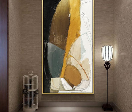 Kezaro geometric abstract canvas wall art in 60x120cm, unframed, featuring modern geometric shapes and abstract design.