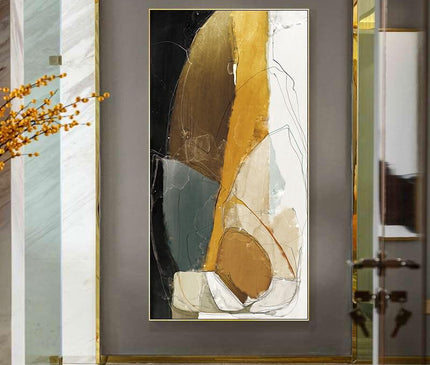 Kezaro geometric abstract canvas wall art in 60x120cm, unframed, featuring modern geometric shapes and vibrant colors.