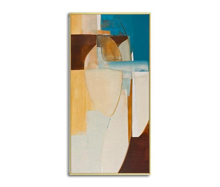 Kezaro geometric abstract canvas wall art in 60x120cm size with unframed design, featuring modern geometric shapes and vibrant colors.