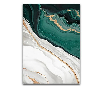 Kezaro Grüne Welle Leinwand, 60x80cm, black and white abstract wave artwork on canvas without frame
