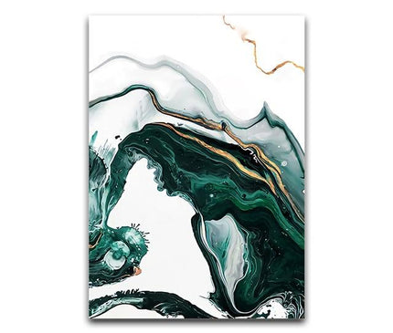 Kezaro Grüne Welle Leinwand, 60x80cm, unframed black and white abstract wave artwork on canvas.