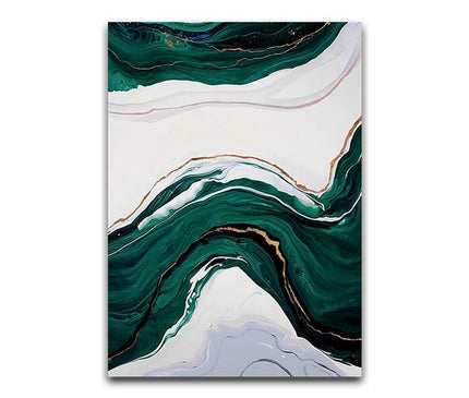 Kezaro 60x80cm green wave canvas print, no frame, featuring abstract green and white wave design on high-quality fabric.
