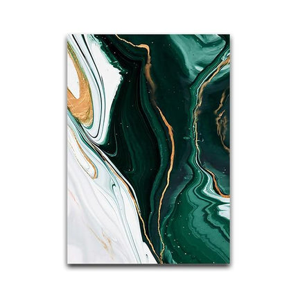 Kezaro green wave canvas print, 60x80cm, unframed, featuring abstract green wave artwork on high-quality canvas.