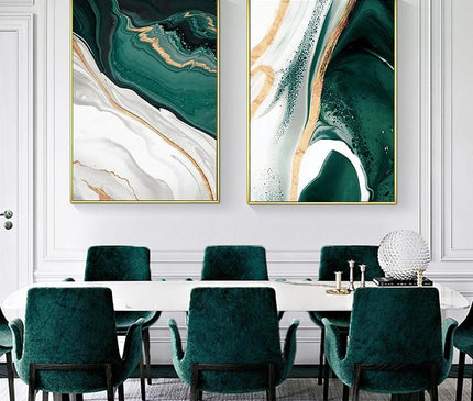 Kezaro Grüne Welle Leinwand print on 60x80cm canvas, featuring abstract green wave design without frame.
