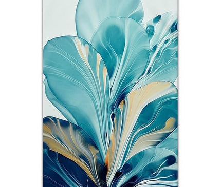 Kezaro Blatt Spritzer Leinwand artwork in black and white, 60x90cm, featuring abstract leaf spray design.