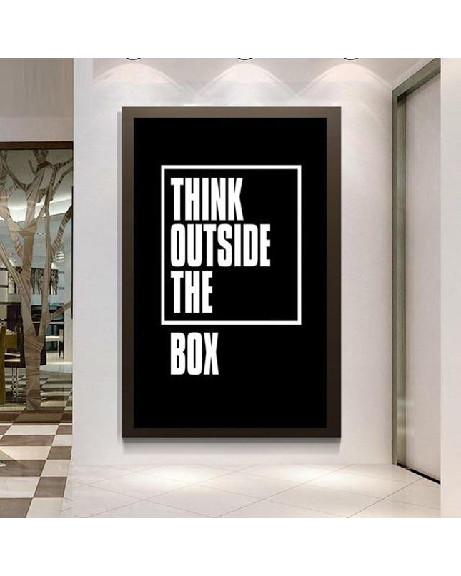 Kezaro 60x90cm canvas print of "Denke außerhalb der Box" with no frame, showcasing modern inspirational wall art.