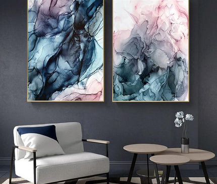 Colorful abstract canvas print by Kezaro featuring vibrant, modern artwork in a 60x85cm unframed display.