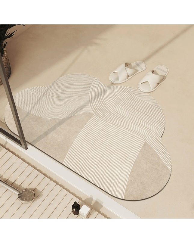 Kezaro Flaro Bodenmatte Badematten in Diatomit, 40x60cm, textured natural stone bath mat for bathroom flooring.