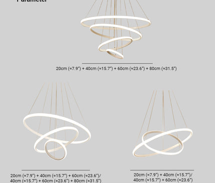 Kezaro Arion pendant light with modern black ring LED design, featuring two adjustable rings in 20-40cm size for stylish illumination.