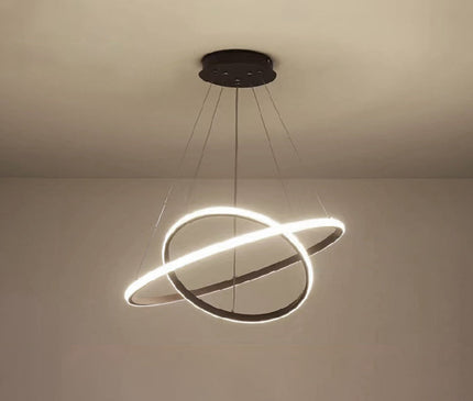 Kezaro Arion pendant light with modern black ring LED design, featuring two circular rings in 20-40 cm size, daylight white illumination.