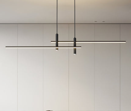 Kezaro Pavo pendant light in black, 90cm long, dimmable with warm white glow, modern hanging lighting fixture.