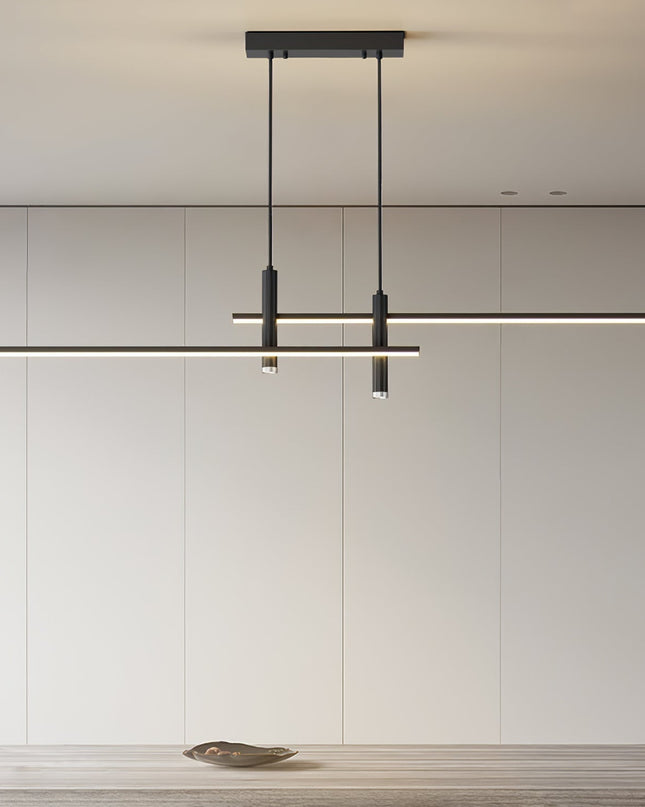 Kezaro Pavo pendant light in black, 90cm long, dimmable with warm white glow, modern hanging lighting fixture.