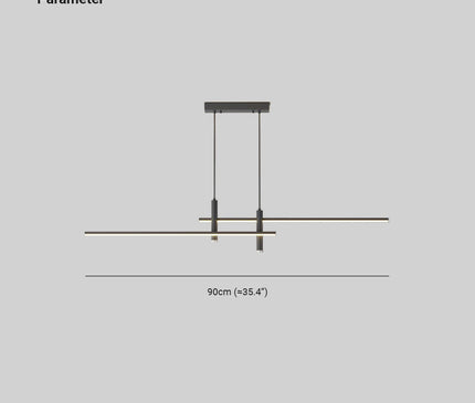 Kezaro black dimmable Pavo pendant light with warm white glow, 90cm long modern ceiling lighting fixture.