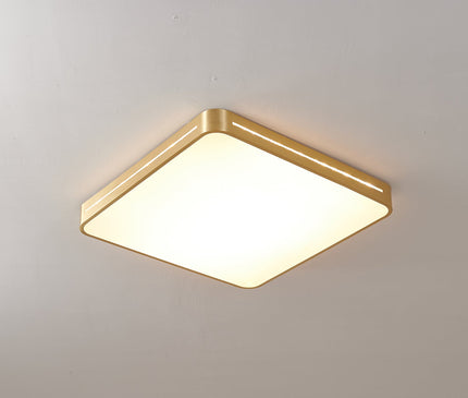 Kezaro Elios Deckenlampe aus Messing, kreisförmige LED-Leuchte mit 30 cm Durchmesser und drei Lichtfarben.