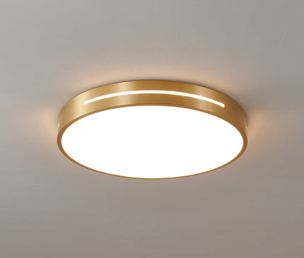 Kezaro Elios Deckenlampe aus Messing mit LED, runde Deckenleuchte mit drei wählbaren Lichtfarben.