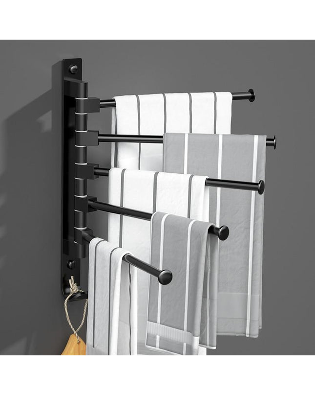 Kezaro Cremona towel holder with three horizontal bars for bathroom towels, mounted on a wall in a modern bathroom setting.