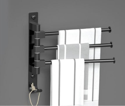 Kezaro Cremona hand towel holder with three horizontal bars for bathroom towels, brushed metal finish.