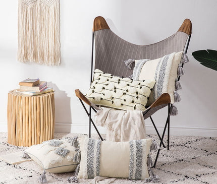 Kezaro Boho Kissenbezug with geometric pattern in earthy tones, 45cm x 45cm decorative cushion cover.