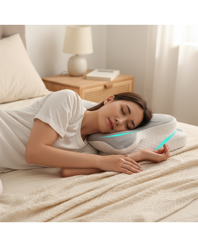 Ergonomic Glyden Nackenkissen by Kezaro showing contoured memory foam pillow for neck support and comfort.