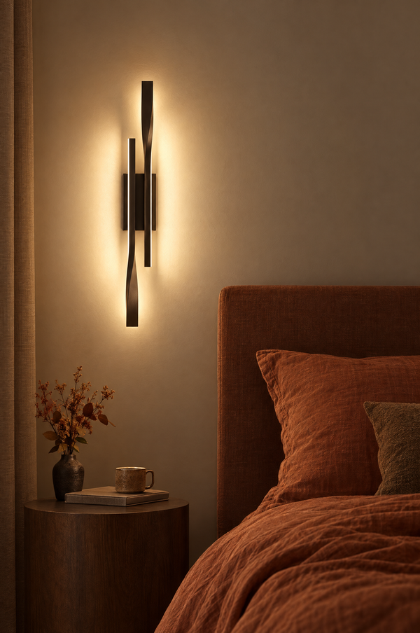 Elara Wandleuchte im Schlafzimmer