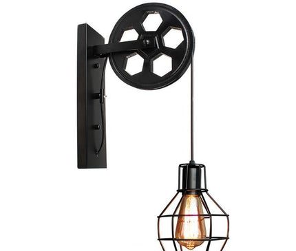 Kezaro Trento Lampe with a round, rust-colored metal base and a sleek, modern lamp design on a wooden surface.