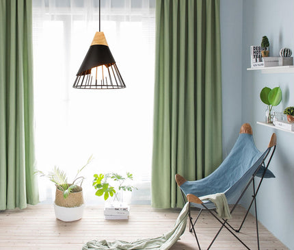 Kezaro Bordeaux hanging pendant light in black with no bulb, modern design, suspended from ceiling with sleek finish