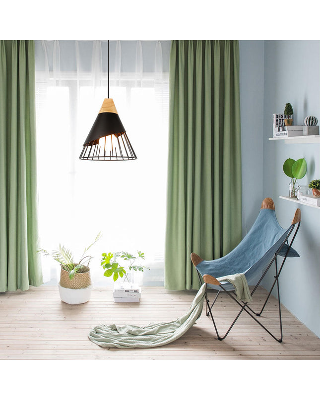 Kezaro Bordeaux hanging pendant light in black with no bulb, modern design, suspended from ceiling with sleek finish