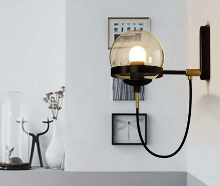 Kezaro Strasbourg wall sconce in black with modern design, suitable for indoor or outdoor lighting.